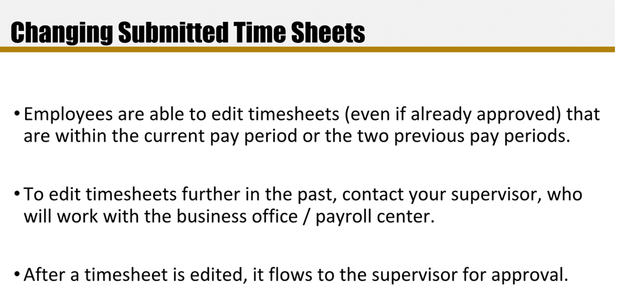 Changing Submitted Time Sheets