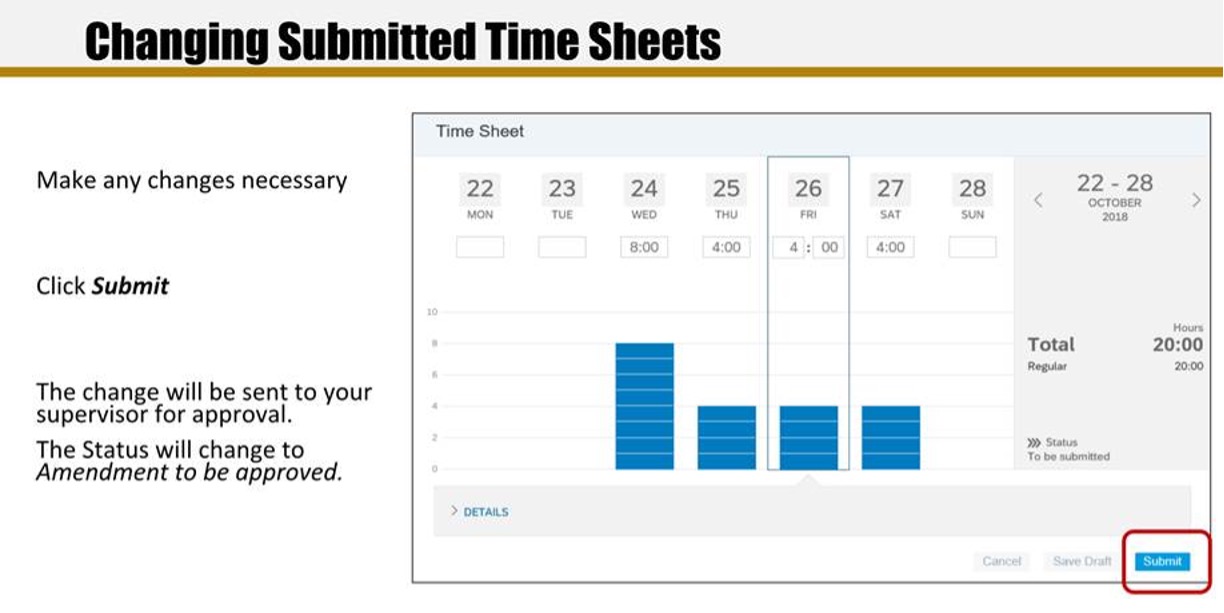 Changing Submitted Time Sheets Cont.